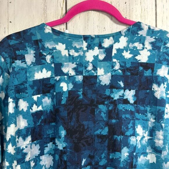 J Jill Pure Jill Cotton Stretch Pocket Blue White Long Sleeve A Line Top Size XL - Picture 11 of 14